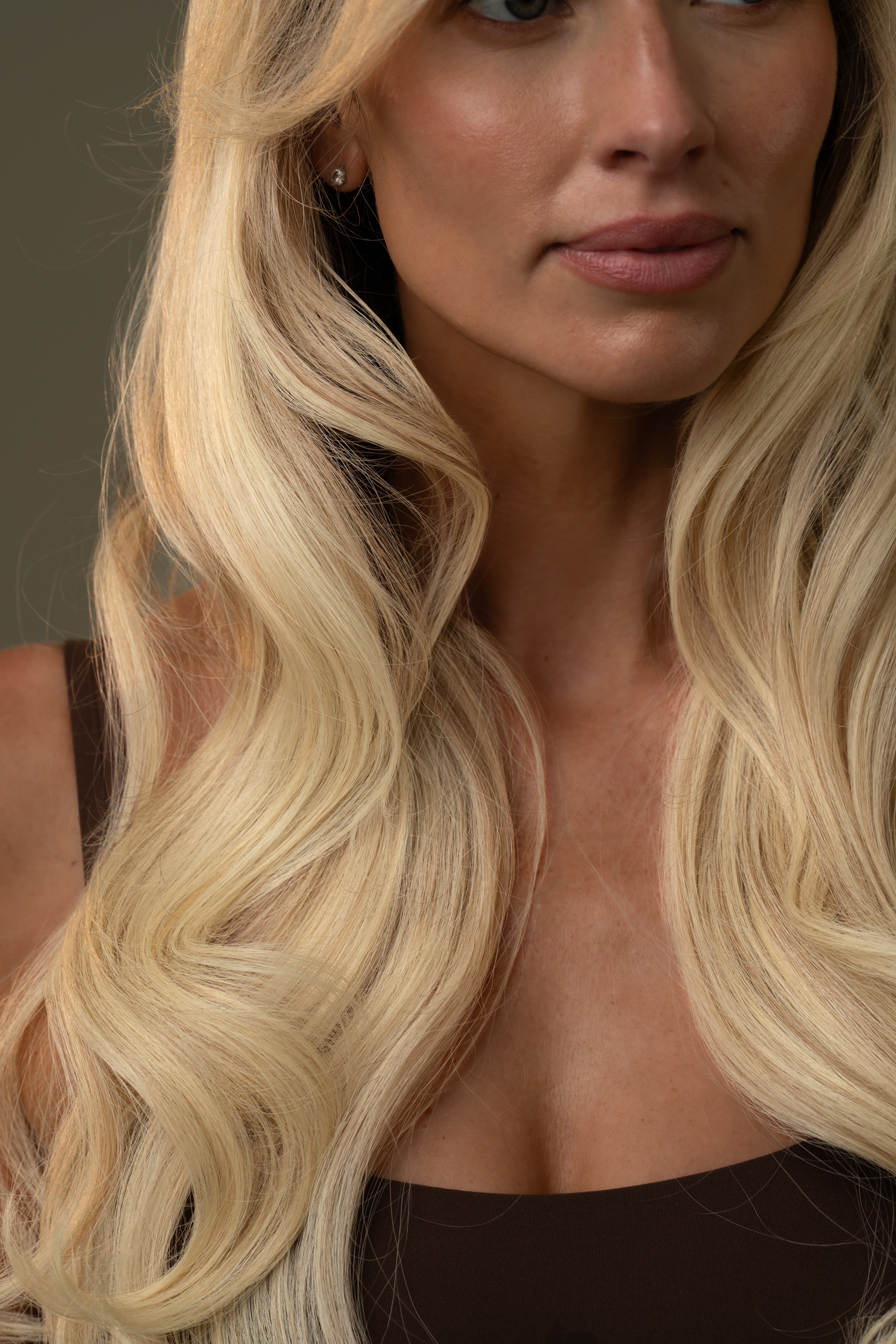 Close portrait of long Naluna Hair extensions